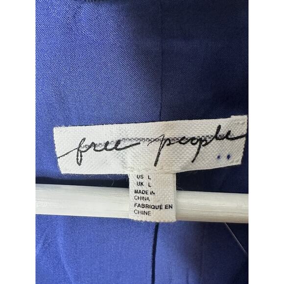 Free People Women's Marni Blue Linen -Blend Oversized Suit Blazer Sz Large NWOT - Picture 7 of 9